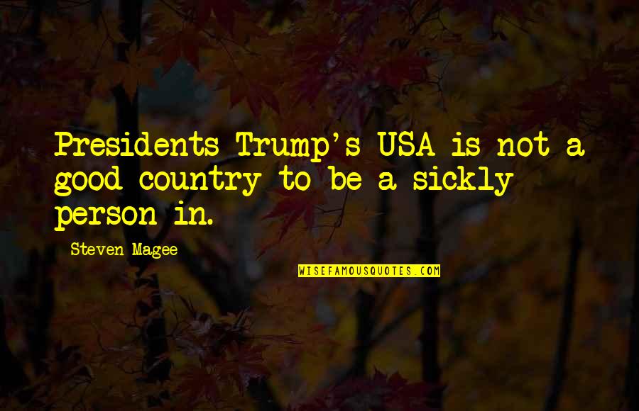 Delavaud Process Quotes By Steven Magee: Presidents Trump's USA is not a good country