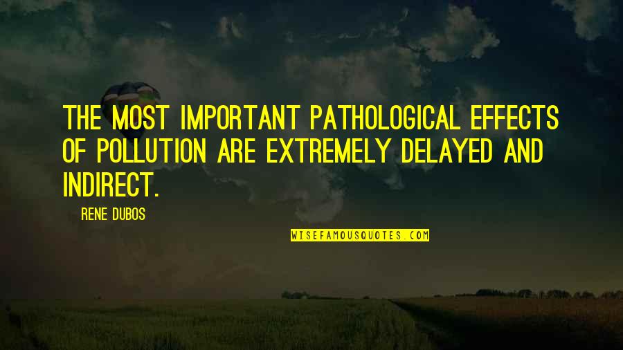 Delayed Quotes By Rene Dubos: The most important pathological effects of pollution are