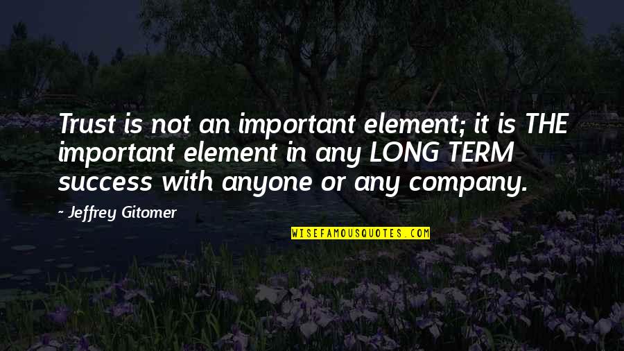 Delbecq Construction Quotes By Jeffrey Gitomer: Trust is not an important element; it is