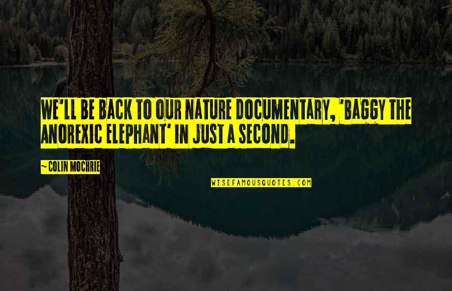 Delbert Black Quotes By Colin Mochrie: We'll be back to our nature documentary, 'Baggy