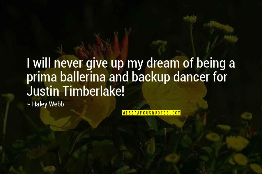 Deledda Quotes By Haley Webb: I will never give up my dream of