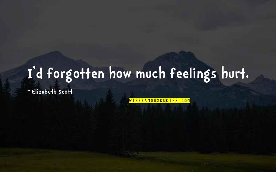 Delehanty Wappingers Quotes By Elizabeth Scott: I'd forgotten how much feelings hurt. Delehanty Wappingers Quotes By Elizabeth Scott: I'd forgotten how much feelings hurt.