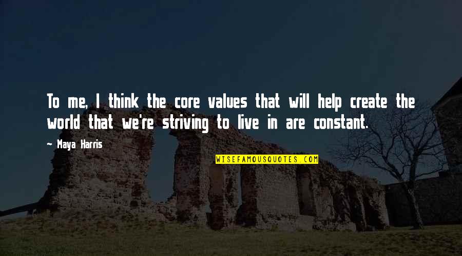 Delen Quotes By Maya Harris: To me, I think the core values that