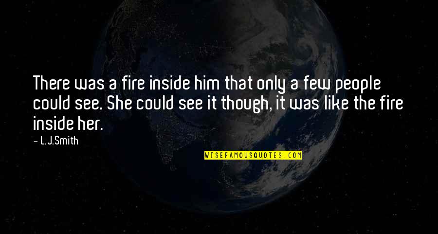 Delena Quotes By L.J.Smith: There was a fire inside him that only