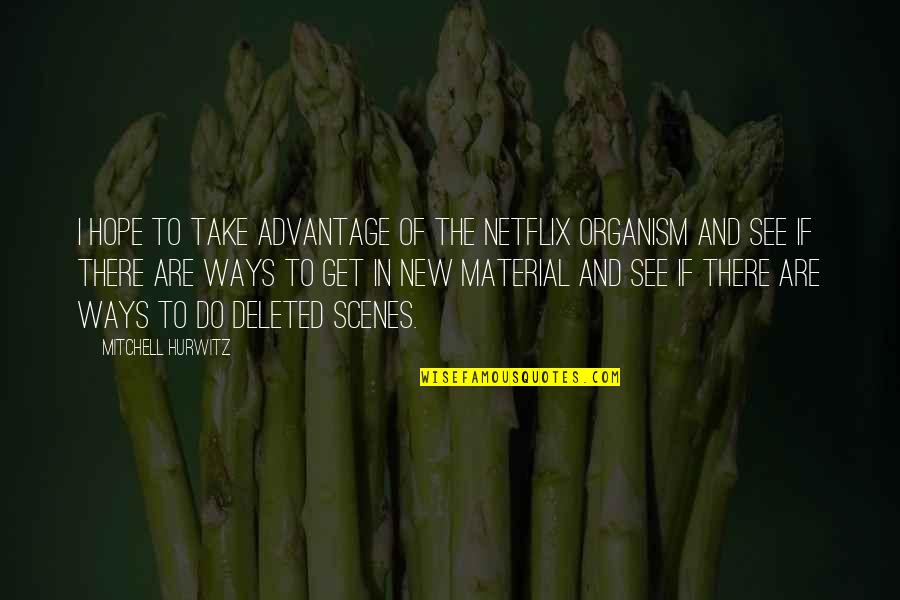 Deleted You Quotes By Mitchell Hurwitz: I hope to take advantage of the Netflix