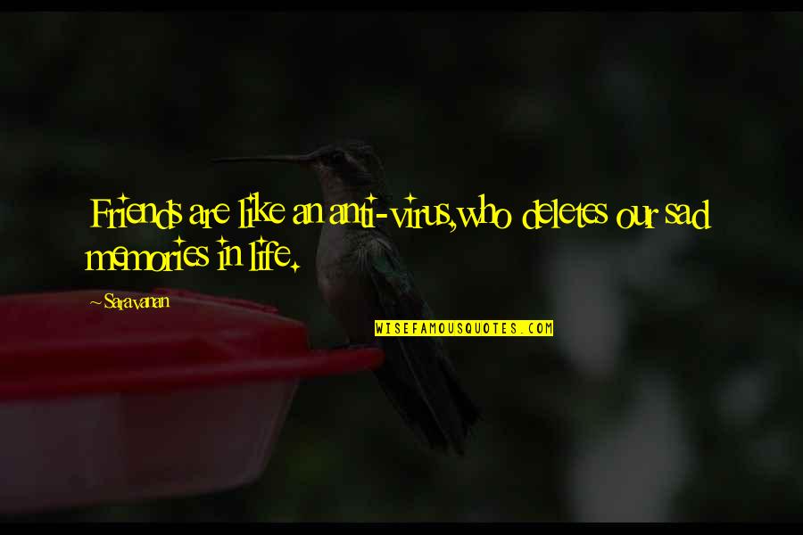 Deletes Quotes By Saravanan: Friends are like an anti-virus,who deletes our sad