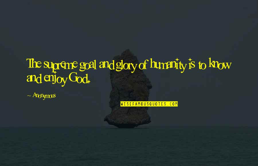 Delfiner Fakta Quotes By Anonymous: The supreme goal and glory of humanity is