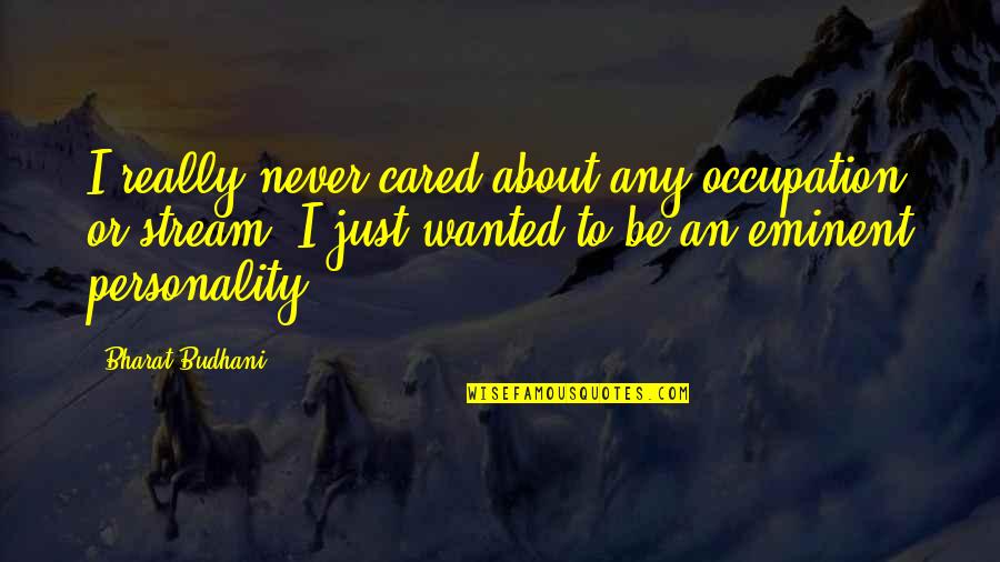 Delgada Weight Quotes By Bharat Budhani: I really never cared about any occupation or Delgada Weight Quotes By Bharat Budhani: I really never cared about any occupation or