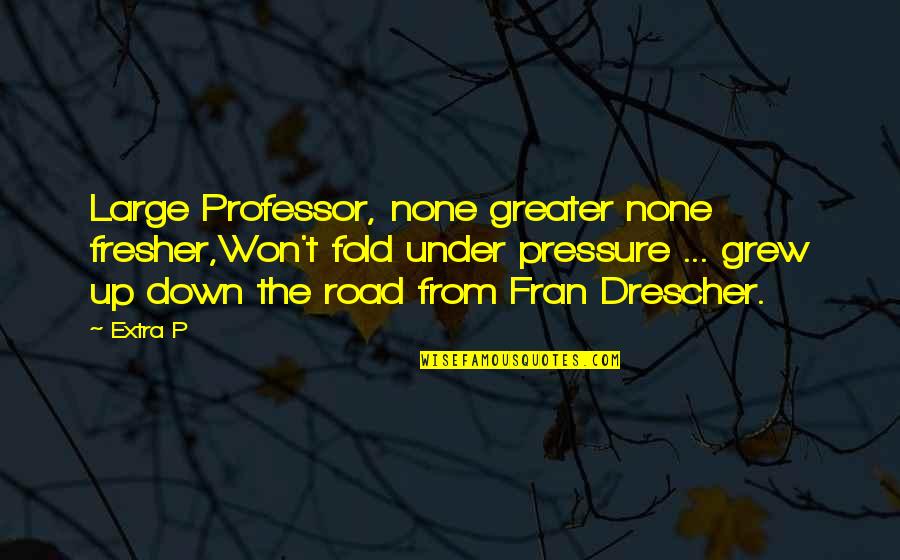 Delhi University Quotes By Extra P: Large Professor, none greater none fresher,Won't fold under
