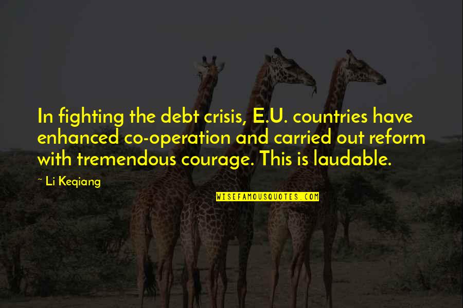 Delian Quotes By Li Keqiang: In fighting the debt crisis, E.U. countries have