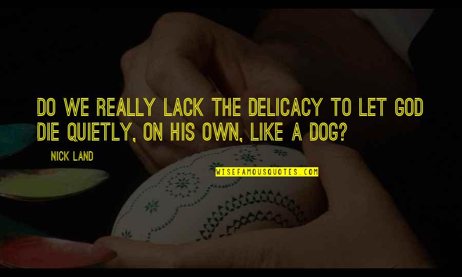 Delicacy Quotes By Nick Land: Do we really lack the delicacy to let