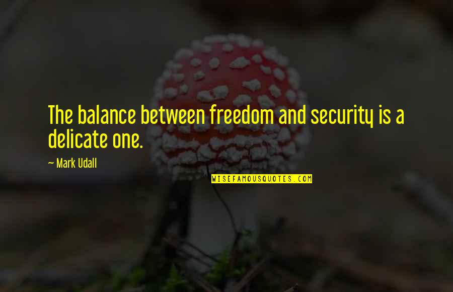 Delicate Balance Quotes By Mark Udall: The balance between freedom and security is a