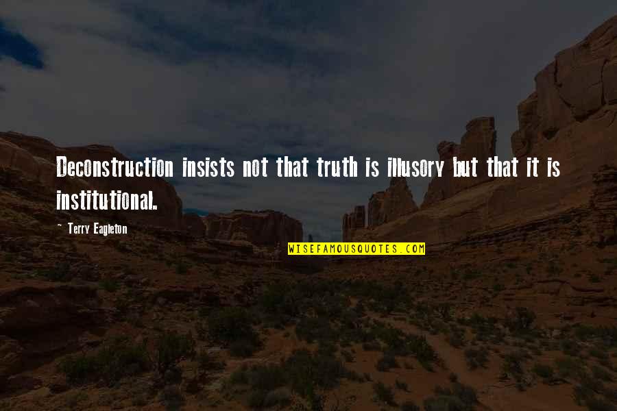 Delicias Do Mar Quotes By Terry Eagleton: Deconstruction insists not that truth is illusory but
