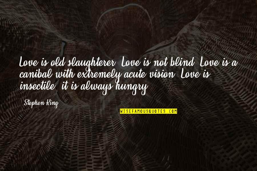 Delightfully Synonym Quotes By Stephen King: Love is old slaughterer. Love is not blind.