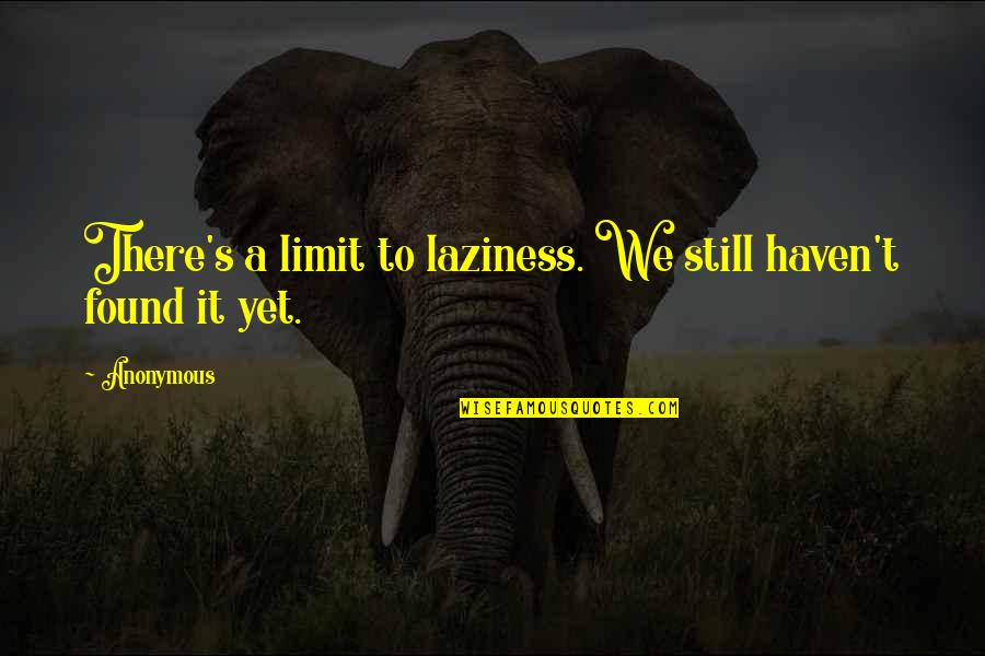 Delighting Others Quotes By Anonymous: There's a limit to laziness. We still haven't