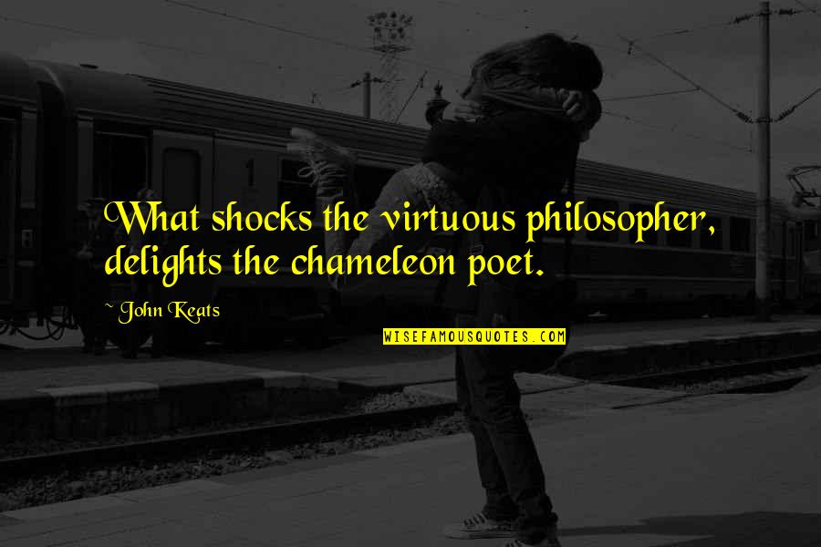 Delights Quotes By John Keats: What shocks the virtuous philosopher, delights the chameleon