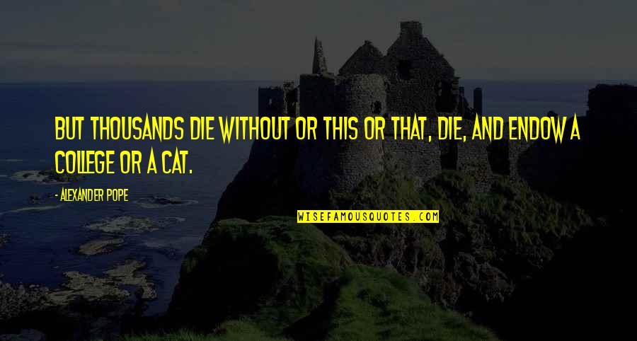 Delille Doyenne Quotes By Alexander Pope: But thousands die without or this or that,