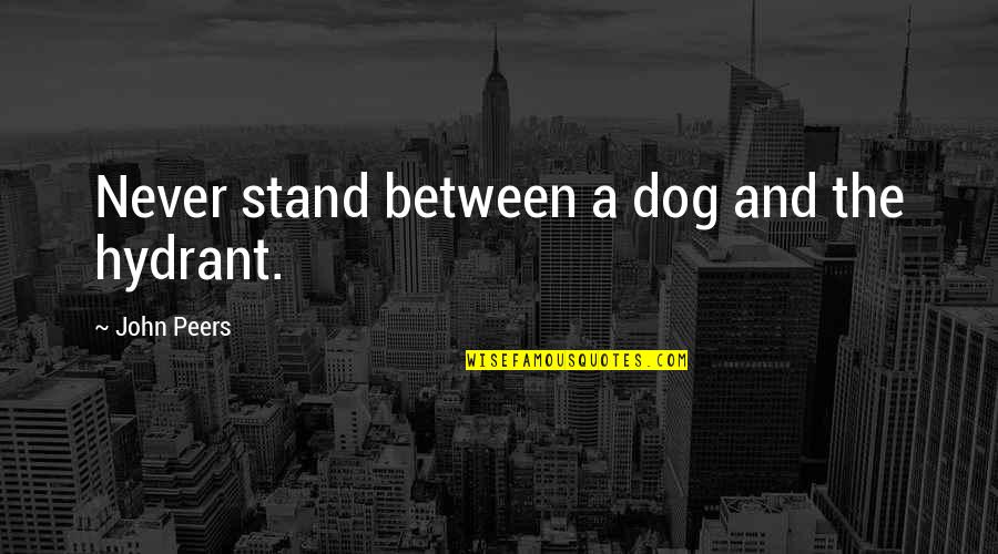 Delineated Quotes By John Peers: Never stand between a dog and the hydrant.