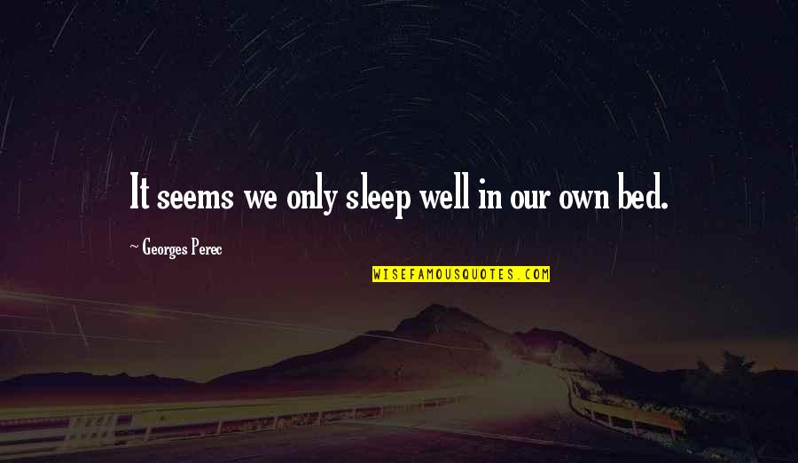 Delinsky Book Quotes By Georges Perec: It seems we only sleep well in our Delinsky Book Quotes By Georges Perec: It seems we only sleep well in our
