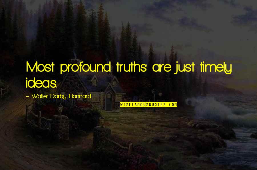 Delinskys Model Quotes By Walter Darby Bannard: Most 'profound truths' are just timely ideas.