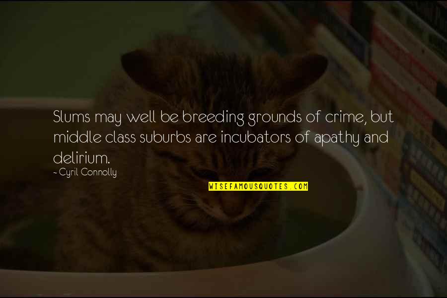 Delirium Quotes By Cyril Connolly: Slums may well be breeding grounds of crime,