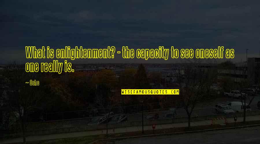 Delito Continuado Quotes By Osho: What is enlightenment? - the capacity to see
