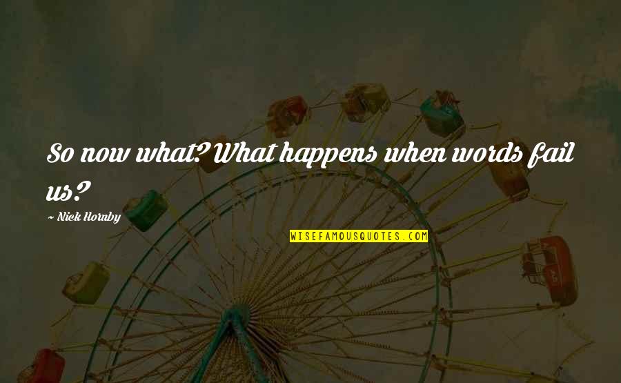 Delivers Alcohol Quotes By Nick Hornby: So now what? What happens when words fail