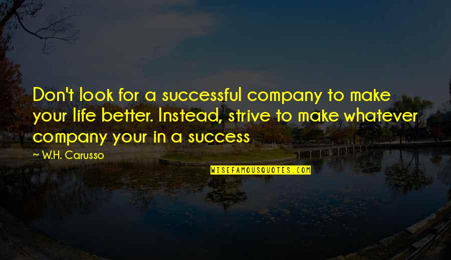 Deljan Bregasi Quotes By W.H. Carusso: Don't look for a successful company to make