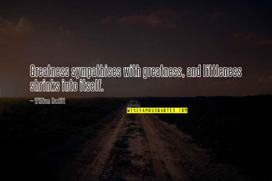 Dell Aeronautica Civil Quotes By William Hazlitt: Greatness sympathises with greatness, and littleness shrinks into