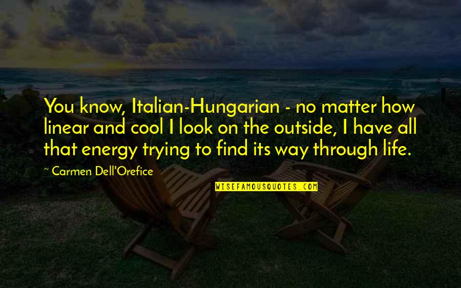 Dell Quotes By Carmen Dell'Orefice: You know, Italian-Hungarian - no matter how linear