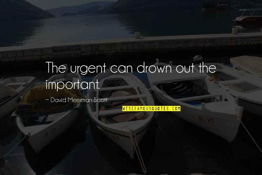Della Raised By Wolves Quotes By David Meerman Scott: The urgent can drown out the important. Della Raised By Wolves Quotes By David Meerman Scott: The urgent can drown out the important.