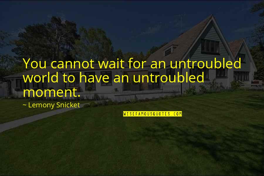 Della Volpe Brothers Quotes By Lemony Snicket: You cannot wait for an untroubled world to