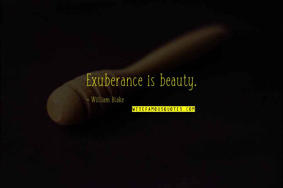 Dellinger Building Quotes By William Blake: Exuberance is beauty.