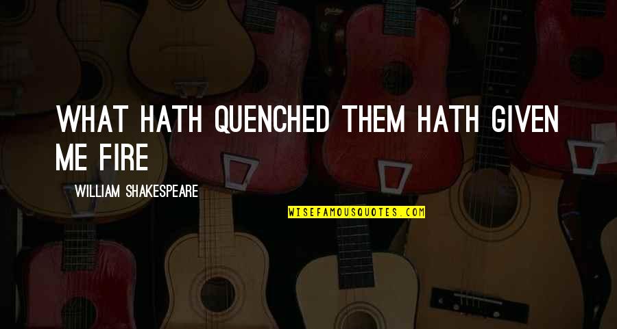 Dellottocento Quotes By William Shakespeare: What hath quenched them hath given me fire