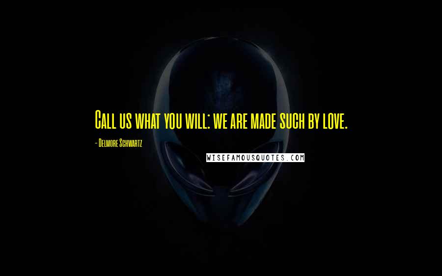 Delmore Schwartz quotes: Call us what you will: we are made such by love.