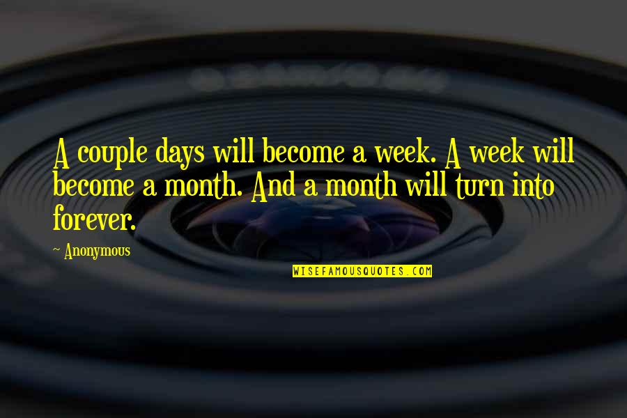 Delos Mckown Quotes By Anonymous: A couple days will become a week. A