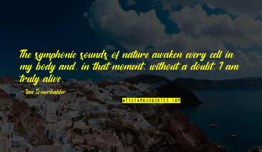 Deltour Voyages Quotes By Ian Somerhalder: The symphonic sounds of nature awaken every cell