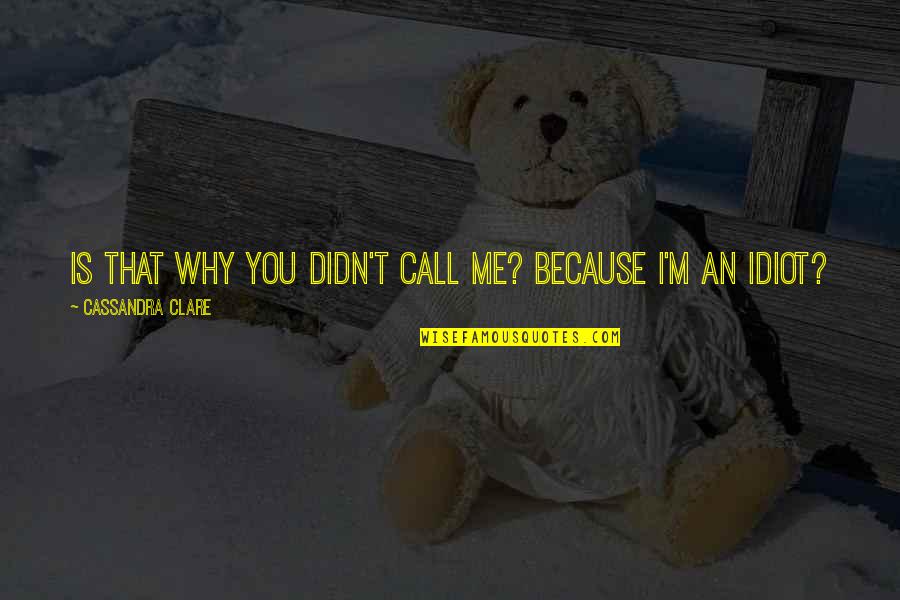 Delunas Cafe Quotes By Cassandra Clare: Is that why you didn't call me? Because Delunas Cafe Quotes By Cassandra Clare: Is that why you didn't call me? Because