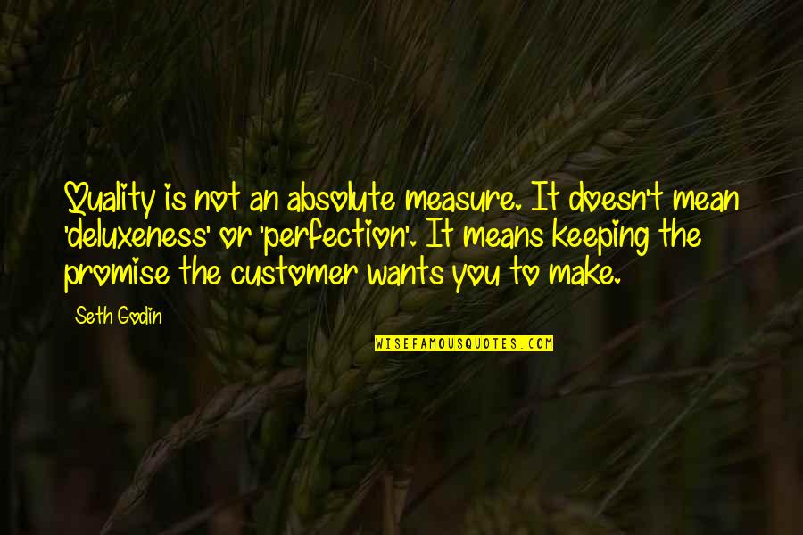 Deluxeness Quotes By Seth Godin: Quality is not an absolute measure. It doesn't