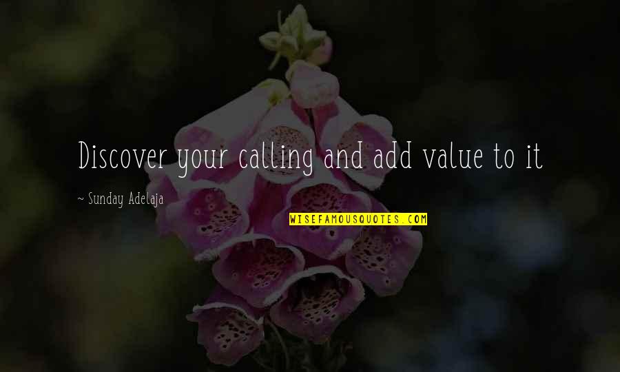 Delves Quotes By Sunday Adelaja: Discover your calling and add value to it