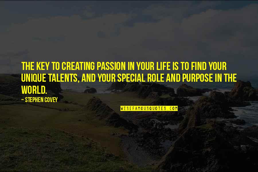 Delyth Williams Quotes By Stephen Covey: The key to creating passion in your life