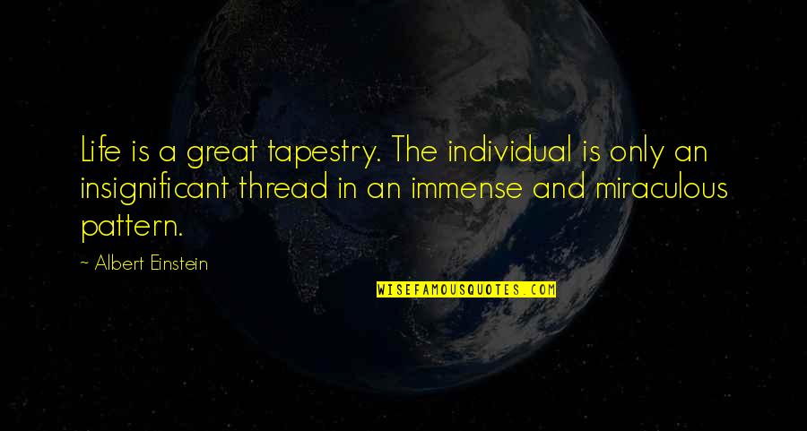 Demagogo Quotes By Albert Einstein: Life is a great tapestry. The individual is