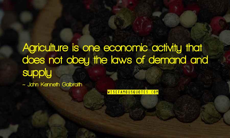 Demand And Supply Quotes By John Kenneth Galbraith: Agriculture is one economic activity that does not