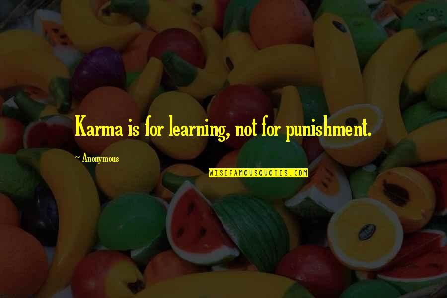 Demand Excellence Quotes By Anonymous: Karma is for learning, not for punishment.