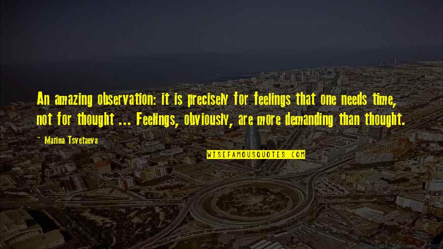 Demanding More Quotes By Marina Tsvetaeva: An amazing observation: it is precisely for feelings