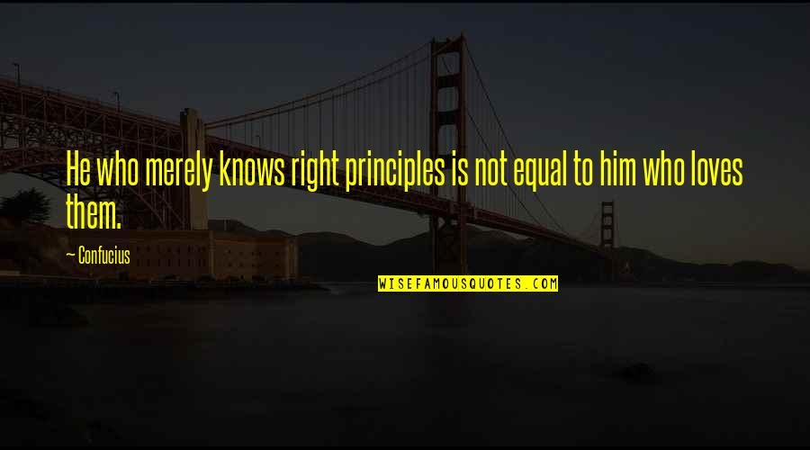 Demarko Loveless Quotes By Confucius: He who merely knows right principles is not