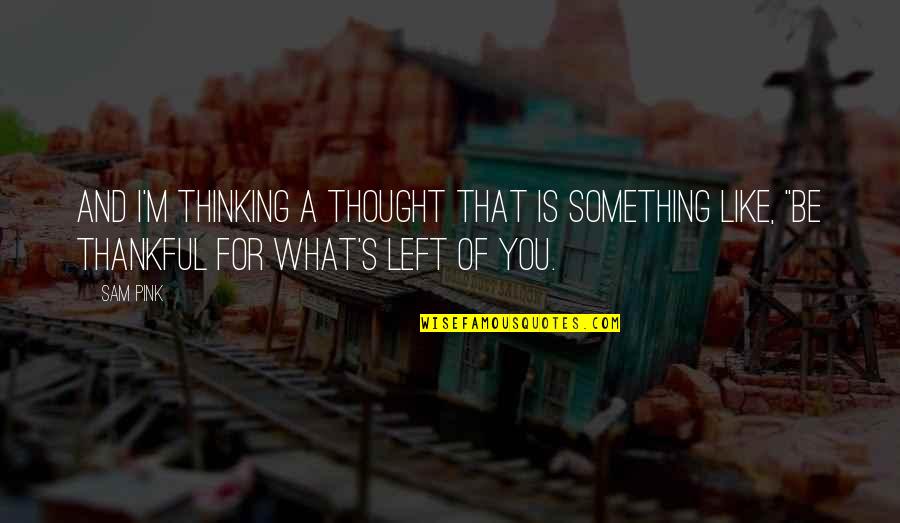 Dembe Quotes By Sam Pink: And I'm thinking a thought that is something