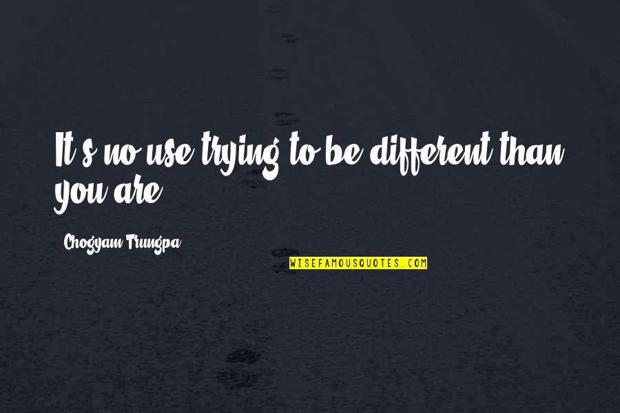 Dembergh Quotes By Chogyam Trungpa: It's no use trying to be different than Dembergh Quotes By Chogyam Trungpa: It's no use trying to be different than