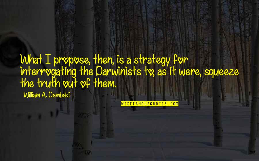 Dembski Quotes By William A. Dembski: What I propose, then, is a strategy for