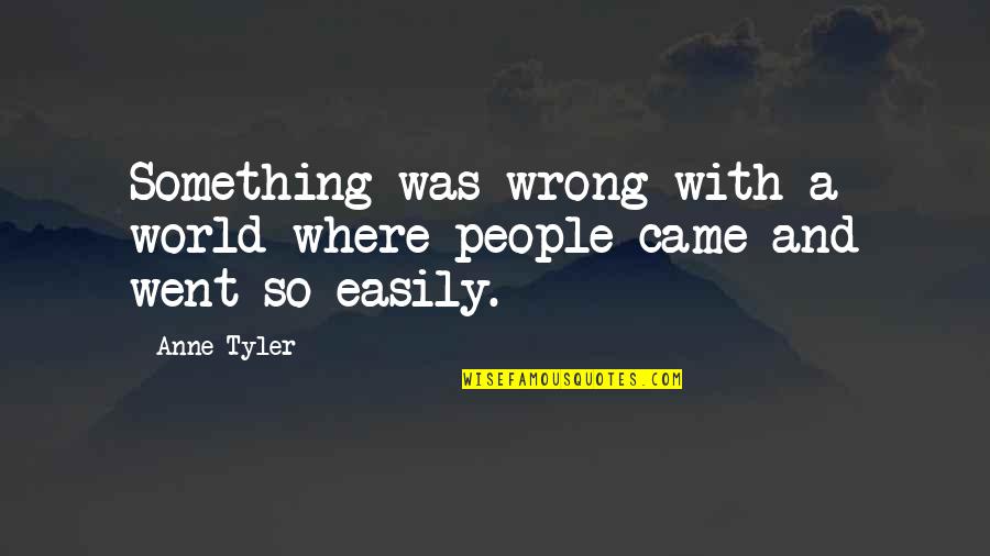 Demeria Roberts Quotes By Anne Tyler: Something was wrong with a world where people